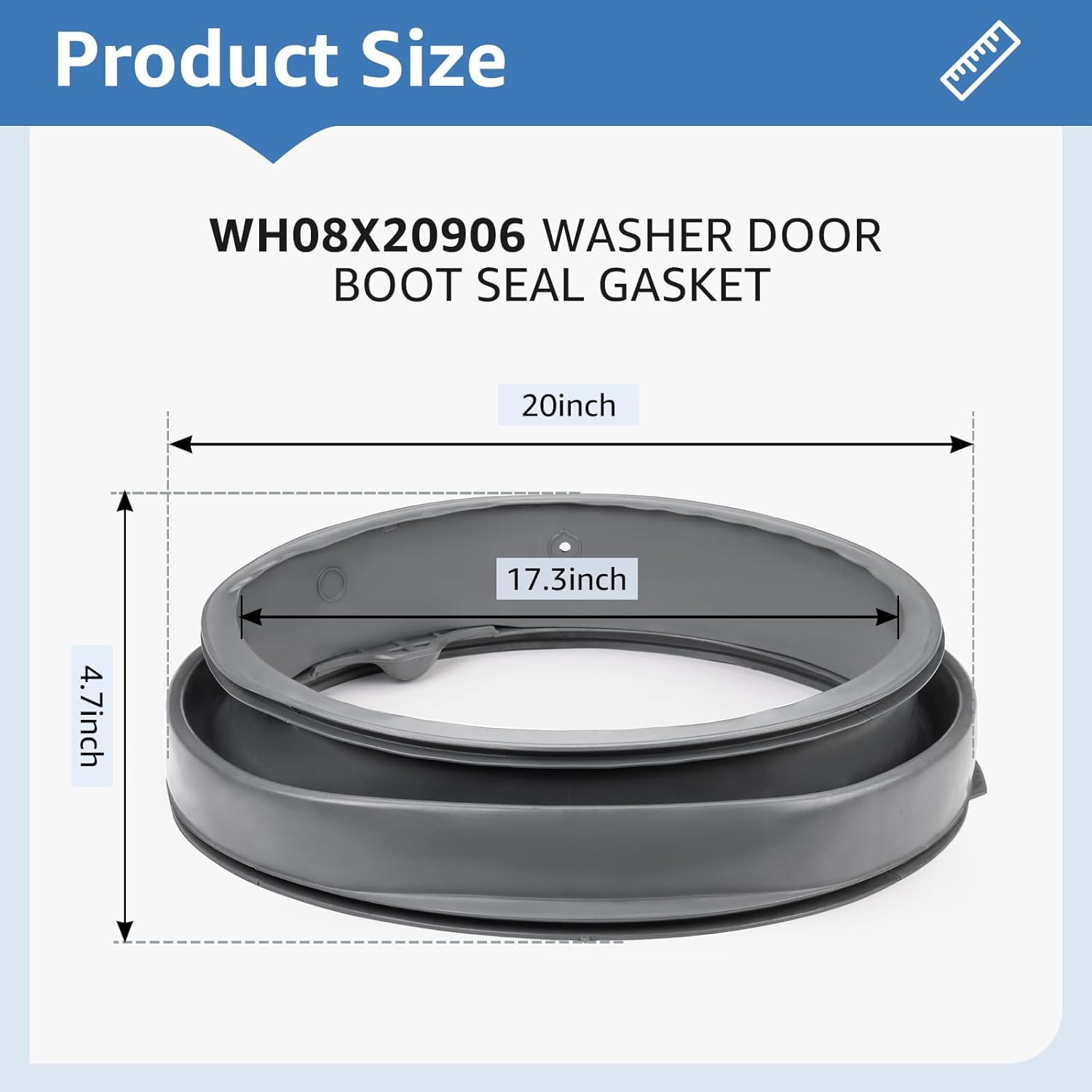 WH08X20906 Washer Door Boot Seal Gasket Compatible with GE Washer Machine Compatible Models GFW450SPK0DG GFW450SSK0WW GFWS1705H0DG GFWS1705H1DG GFWS1700H0WW GFWS1700H1WW etc Series.