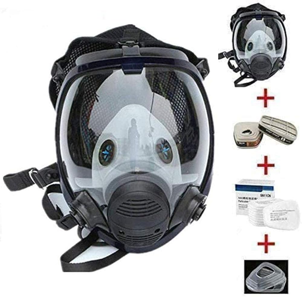 15in 1 Reusable Full Face Respirator Widely Used in Paint Sprayer, Chemical,Woodworking,Dust Protector Pack of 2