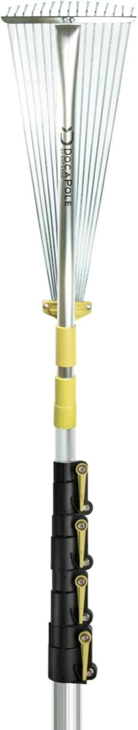 DOCAZOO - DocaPole Roof and Yard Rake Extension Pole - Adjustable, Telescopic, Clean Leaves, Sticks and Debris - 6 to 24 foot