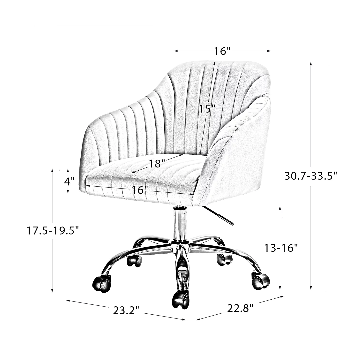 Modern Home Office Task Chair Swivel Rolling Velvet  Adjustable Gold Legs Bedroom Adult Green