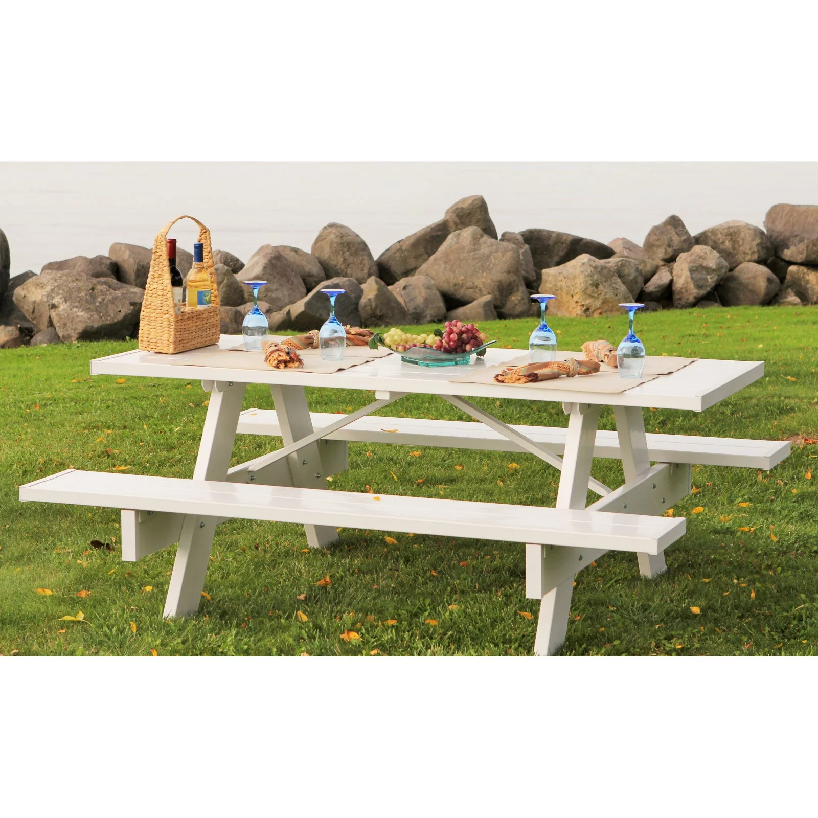DuraTrel 6' Traditional White Picnic Table