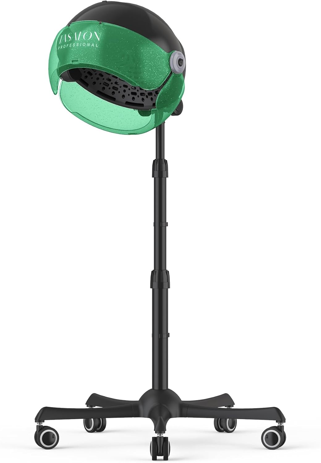 TASALON Professional Ionic Hooded 1875W Hair Dryer with 3 Temperature Settings, Transparent Glitter Visor, Side Switch, Rolling Wheels & Timer, Stand Blow Dryer for Salon, Spa and Home Use - Green