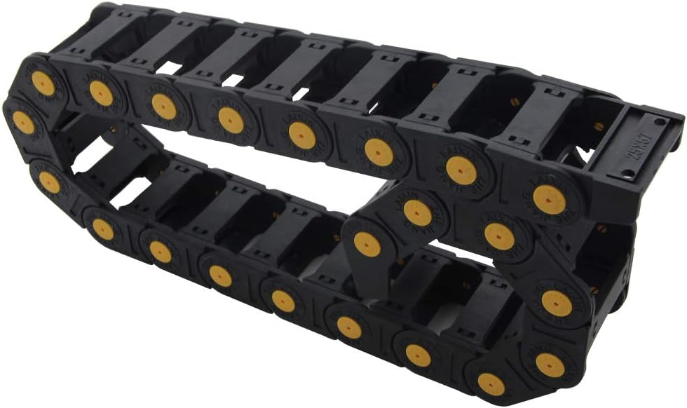 Fielect Drag Chain Cable Carrier Open Type with End Connectors R100 35X100mm 1 Meter Plastic for Electrical CNC Router Machines Black 1Pcs