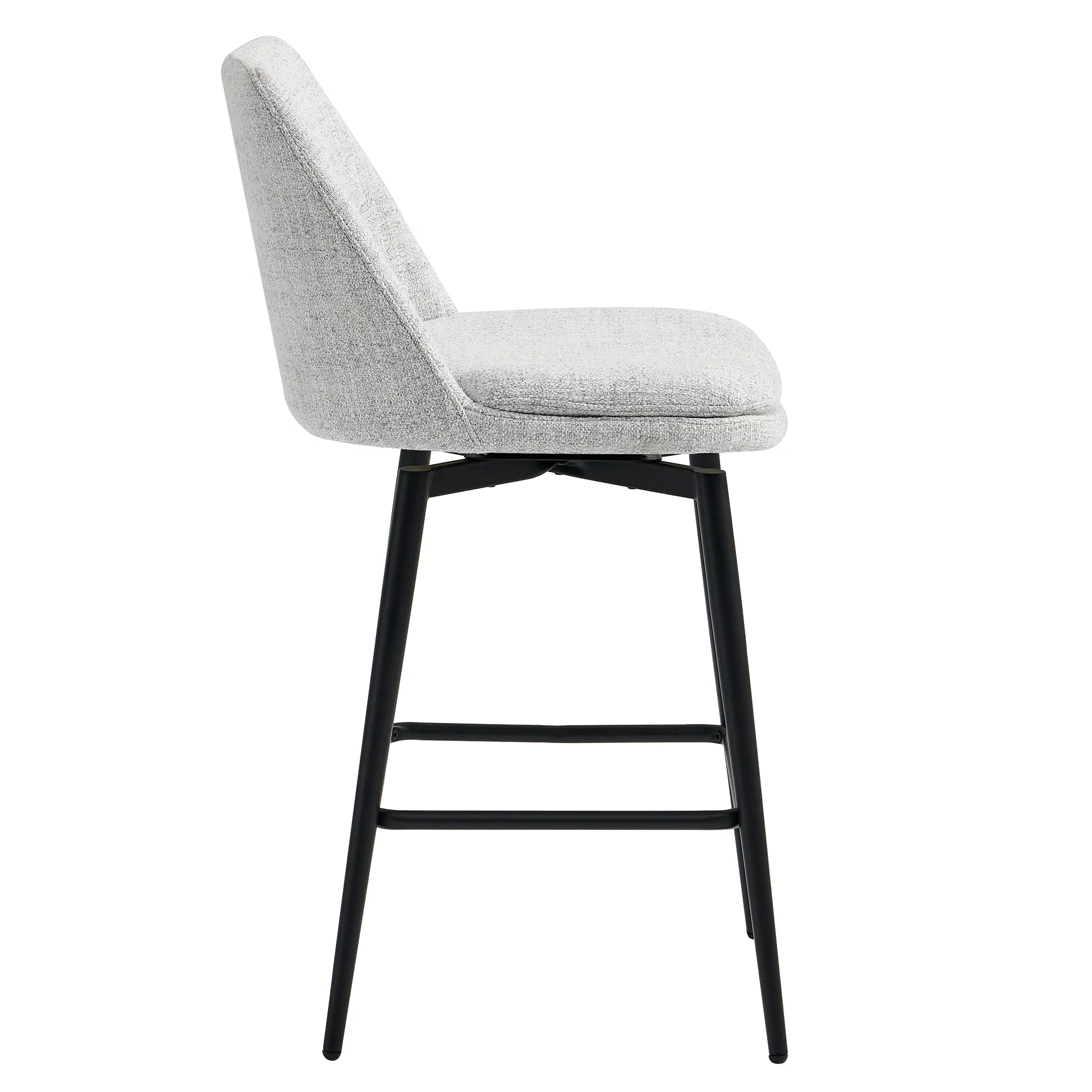 CHITA 27 inch Counter Height Swivel Bar Stools Low Back Set of 2, Metal Base, Faux Leather in Cloud