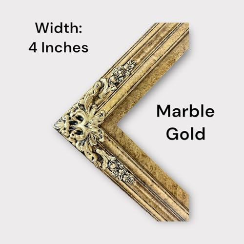 TV frame for Samsung The Frame TV, fits 32, 43, and 50 inch TVS. Marble Gold Finish (not for use with other models) Handmade wood ornate TV Frame