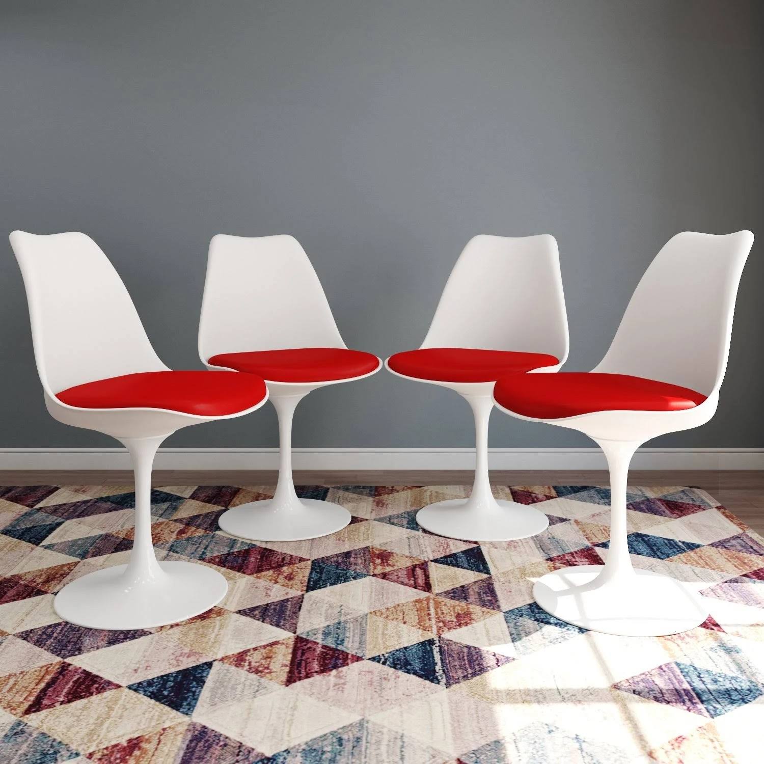 Set of 4 | Tulip Side Chair | Red | Faux Leather