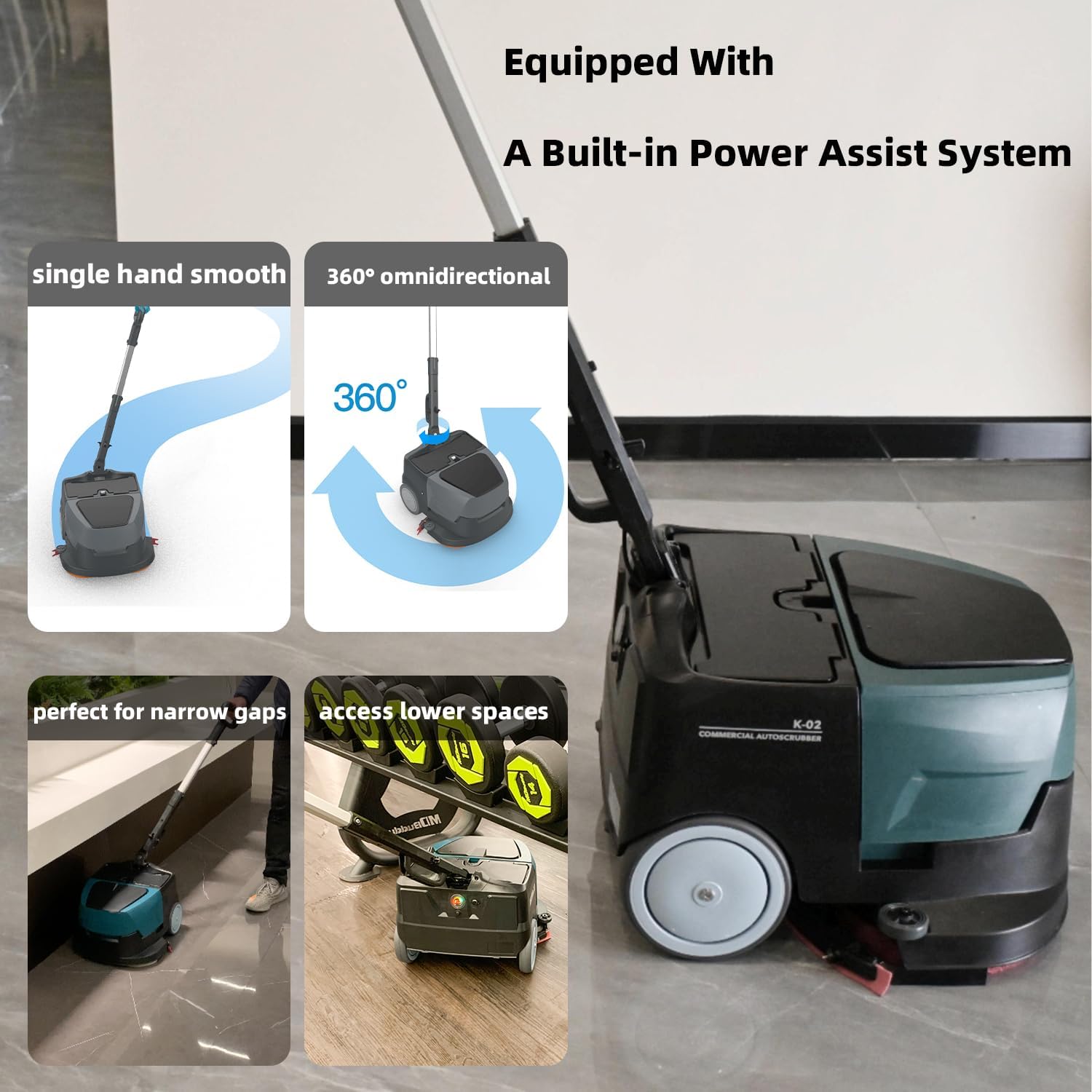 Portable Commercial Floor Scrubber Machine, Lightweight 21Lbs, Rechargeable Lithium-Ion Battery 90mins Working,for Large Areas Cleaning Works,Hotels