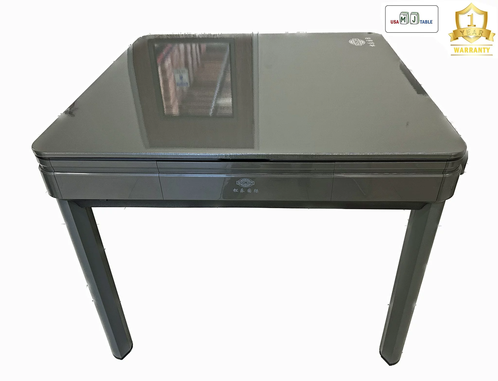 USAMJTABLE MJ-T200 Gray Ultra-Thin 4-Legs Dining Table Style Automatic Mahjong Table with 40mm Numbered tiles Ship From USA