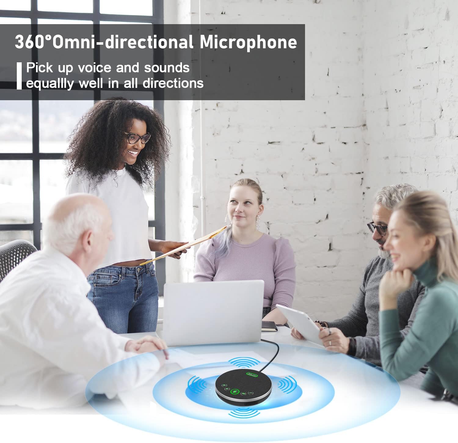 TONGVEO USB Speakerphone Conference Microphone,M3 Conference Speaker Built-in Full Duplex 360°Voice Pickup 4 AI Microphones Noise Cancellation Mics for Video Conference,Gaming,Chatting,Skype…