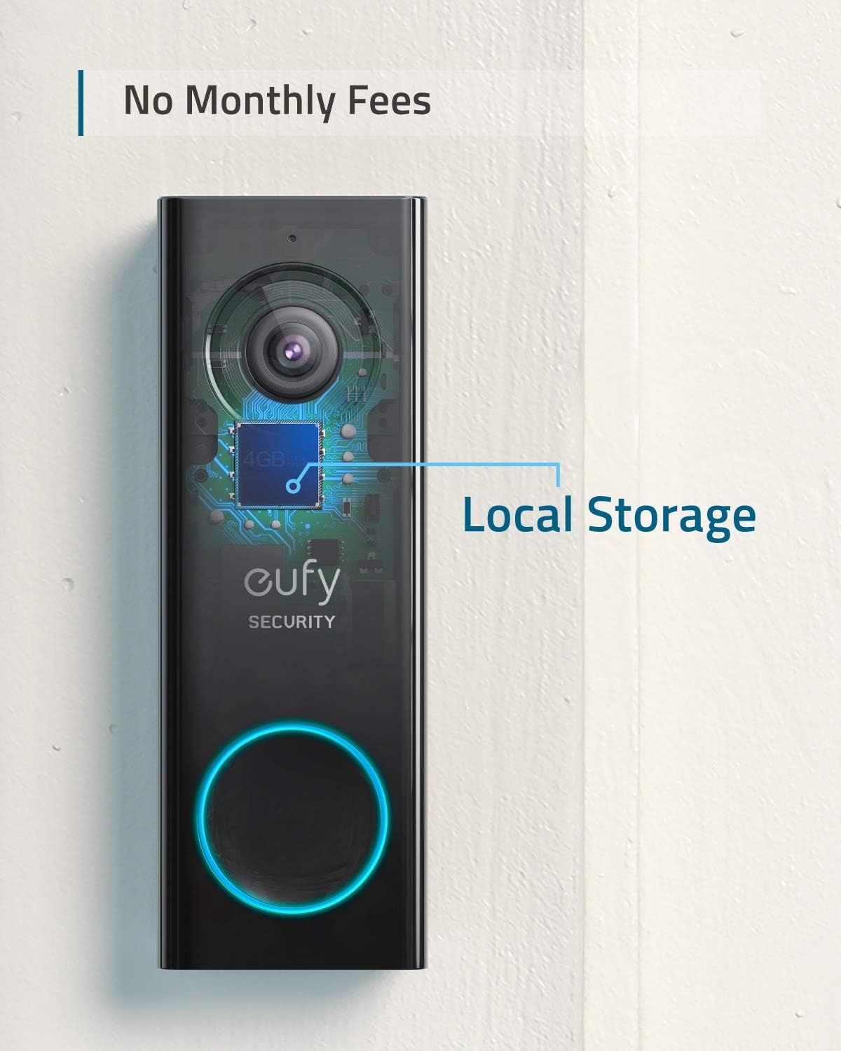 eufy Security, Wi-Fi Video Doorbell, HD 1080p-Grade, No Monthly Fee, Local Storage, Human Detection, Wireless Chime - Requires Existing Doorbell Wires and Installation Experience, 16-24 VAC, 30 VA