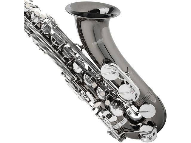 Mendini by Cecilio MTS-BNN+92D Black Nickel Plated and Nickel Plated Keys B Flat Tenor Saxophone with Tuner, Case, Mouthpiece, 1