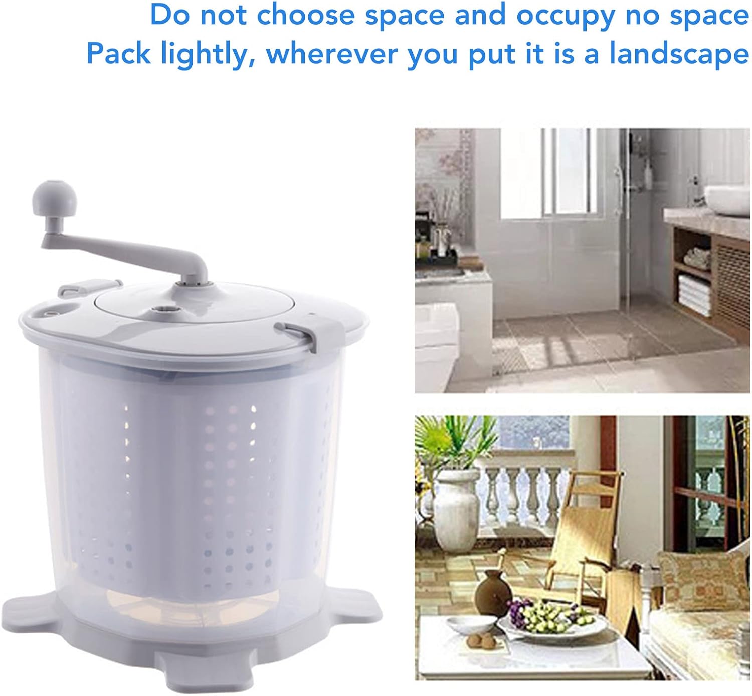 Portable Washing Machine 2 in 1 Hand Crank Mini Clothes Spin Dryer for Dorms, Apartments, Camping, RV - Washer and Dryer - Manual Non Electric