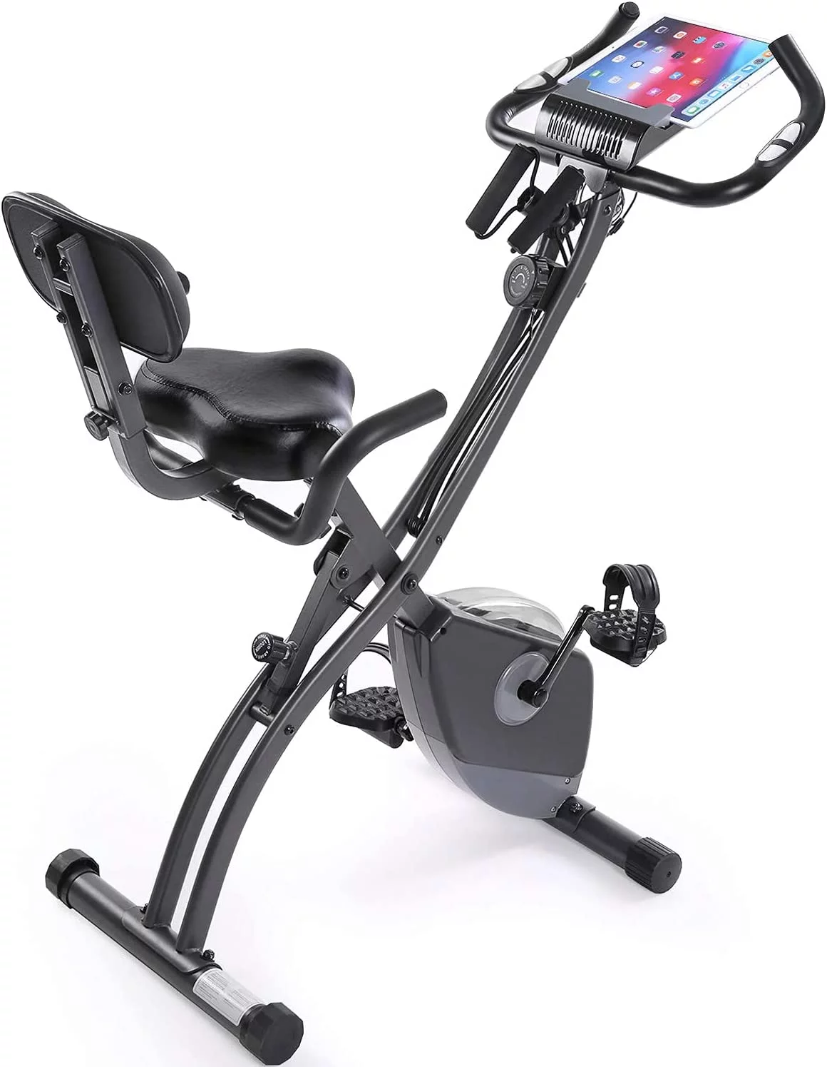 MaxKare 3-in-1 Exercise Bike Quiet Folding Magnetic Stationary Exercise Bikes with Arm Resistance Bands Home Workout Use