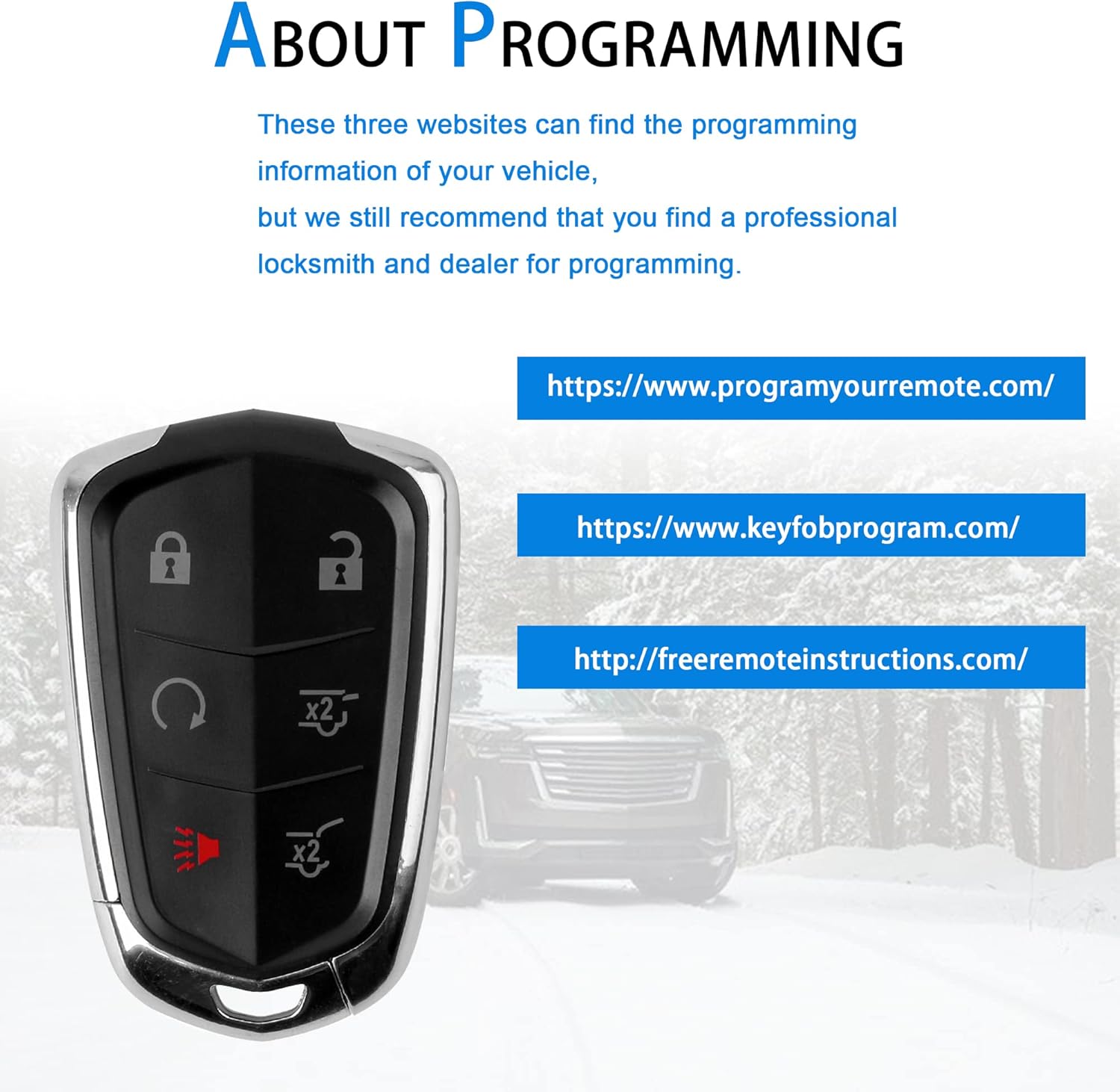 KRSCT 6-Btn Key Fob fit for Cadillac Escalade2015-2020/ Cadillac Escalade ESV 2015-2020 Remote Control Replacement Car Start Keyless Entry FCC ID: HYQ2AB (315MHZ) Pack of 2