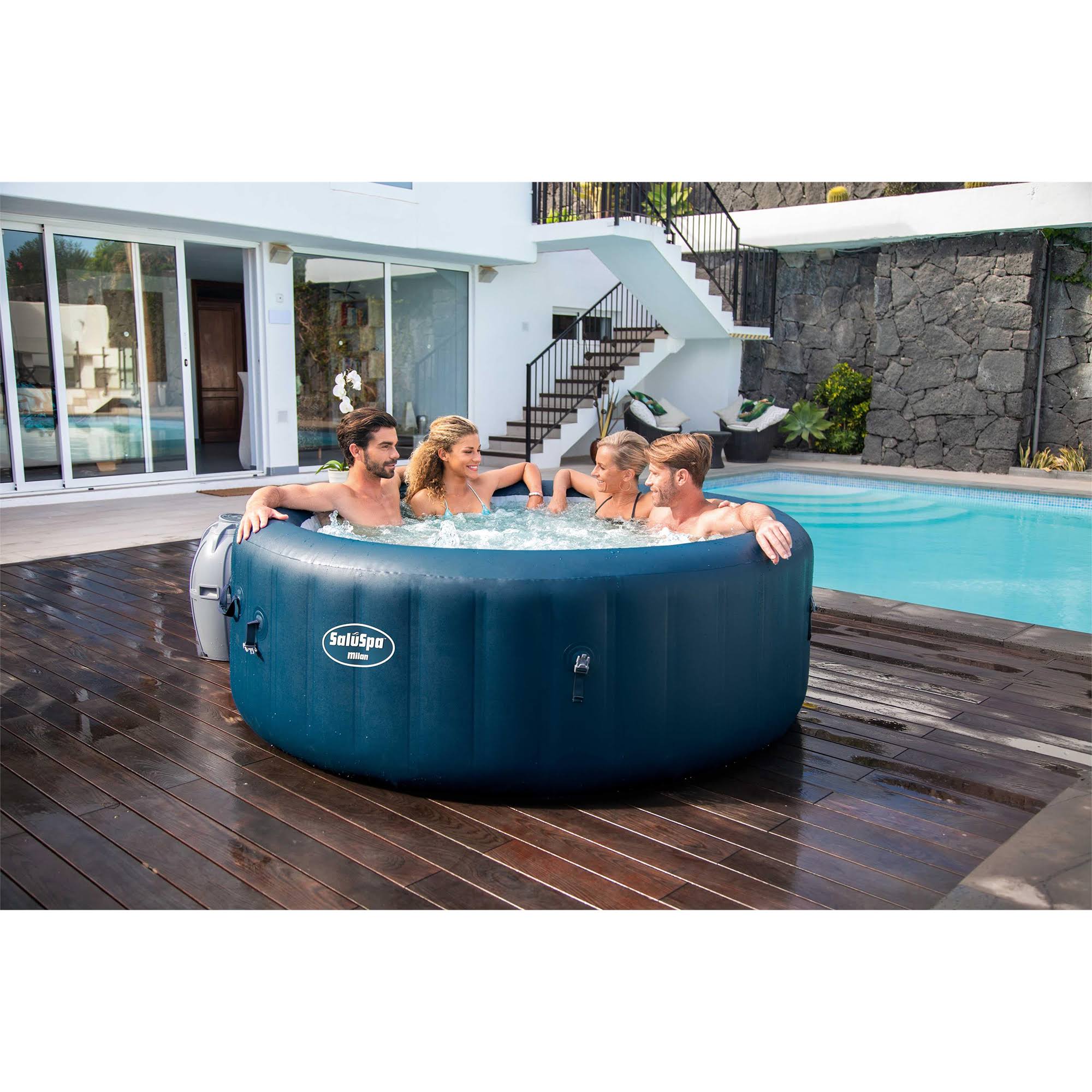 Bestway SaluSpa Milan Airjet Plus Portable Round Inflatable Hot Tub Spa, Blue