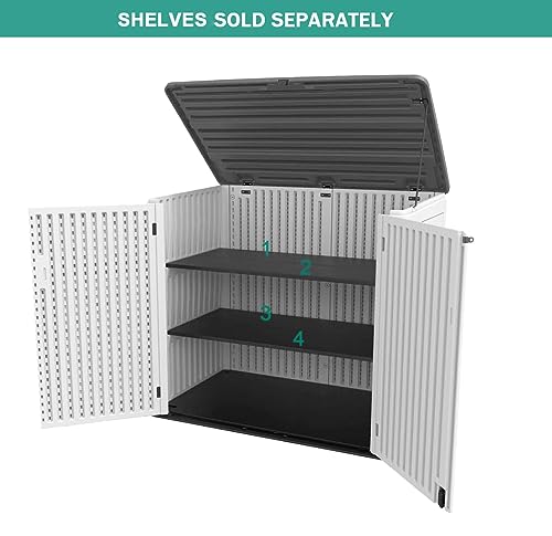 KINYING Horizontal Outdoor Storage Shed,47 Cu.ft Resin Outdoor Storage Cabinet Waterproof for Garden/Patio/Backyards