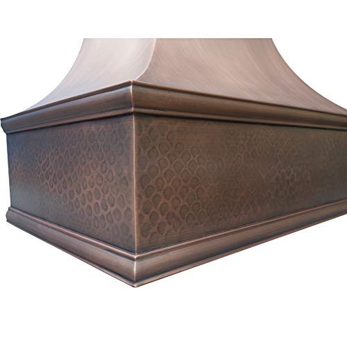 Copper Tailor Copper Range Hood Wall Mount,4 Speed Exhaust Fan,Stainless Steel Vent,LED Light,Dishwasher-Safe Baffle Filters