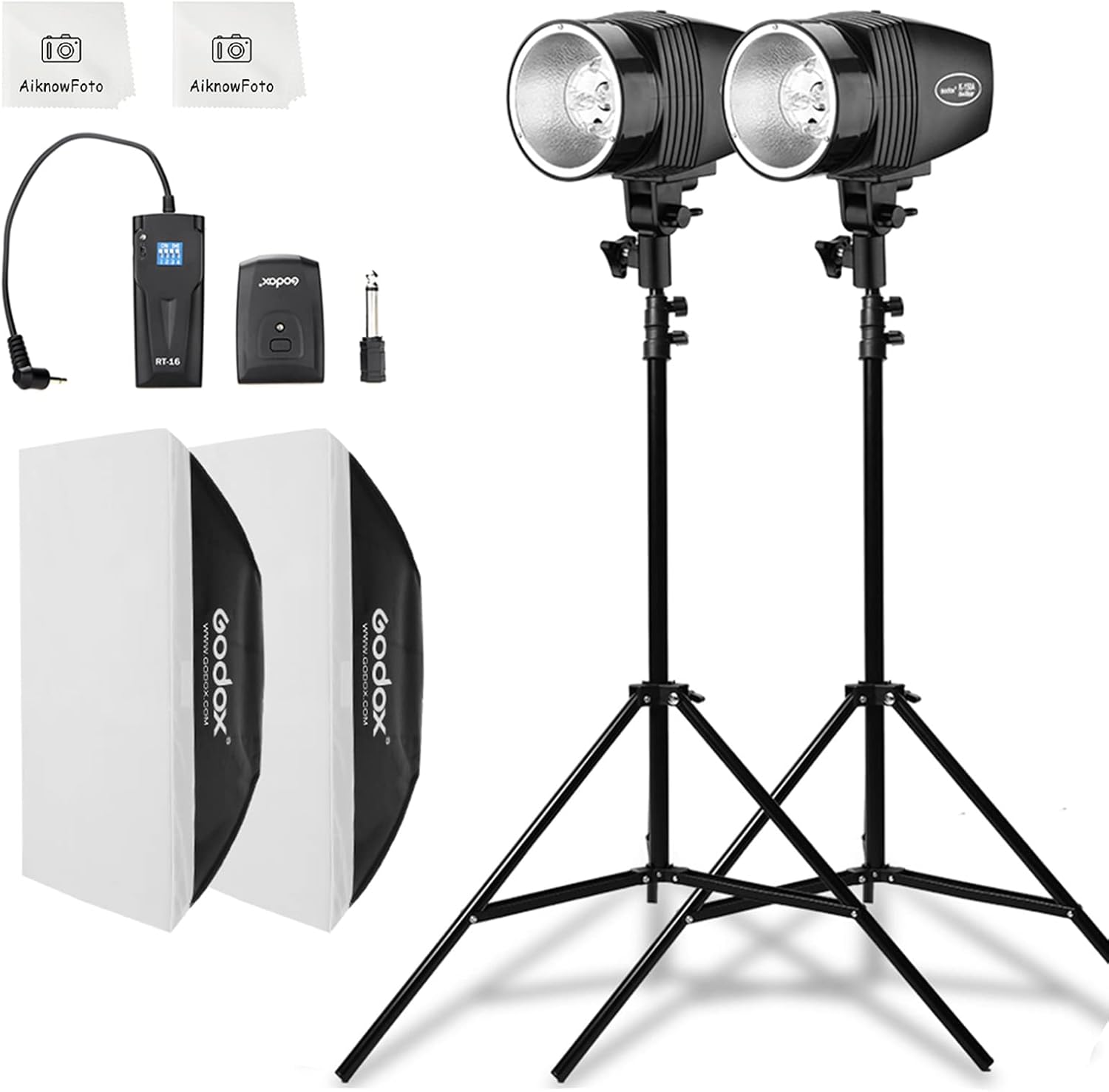Godox K-150A 150WS Strobe Studio Flash Light Kit, 5600±200K Color Temperature and 0.5-3s Recycle Time, 1/2000-1/800s Flash Duration for Studio Photography