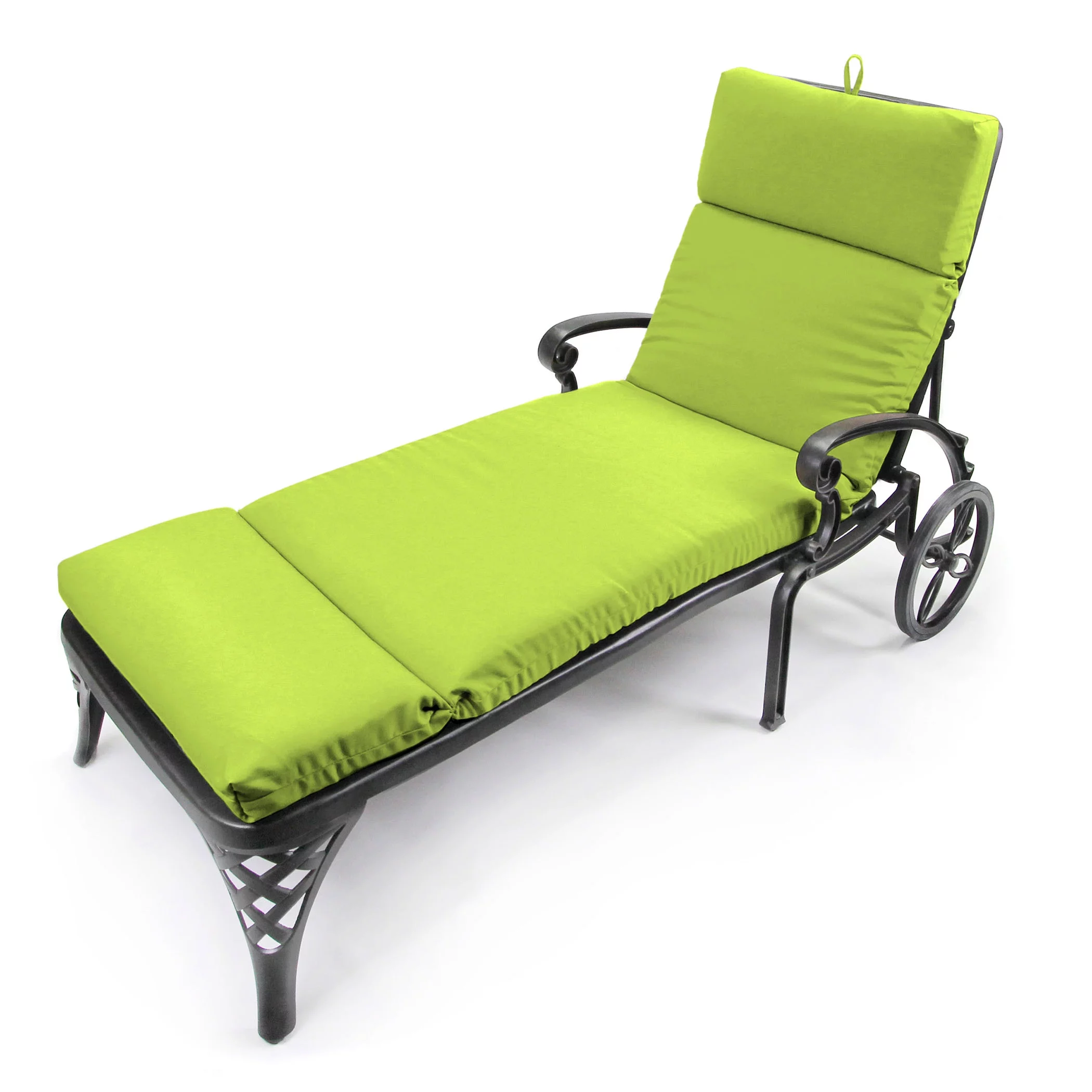 Jordan Manufacturing Sunbrella 72" x 22" Canvas Macaw Green Solid Rectangular Outdoor Chaise Lounge Cushion with Ties and Hanger Loop
