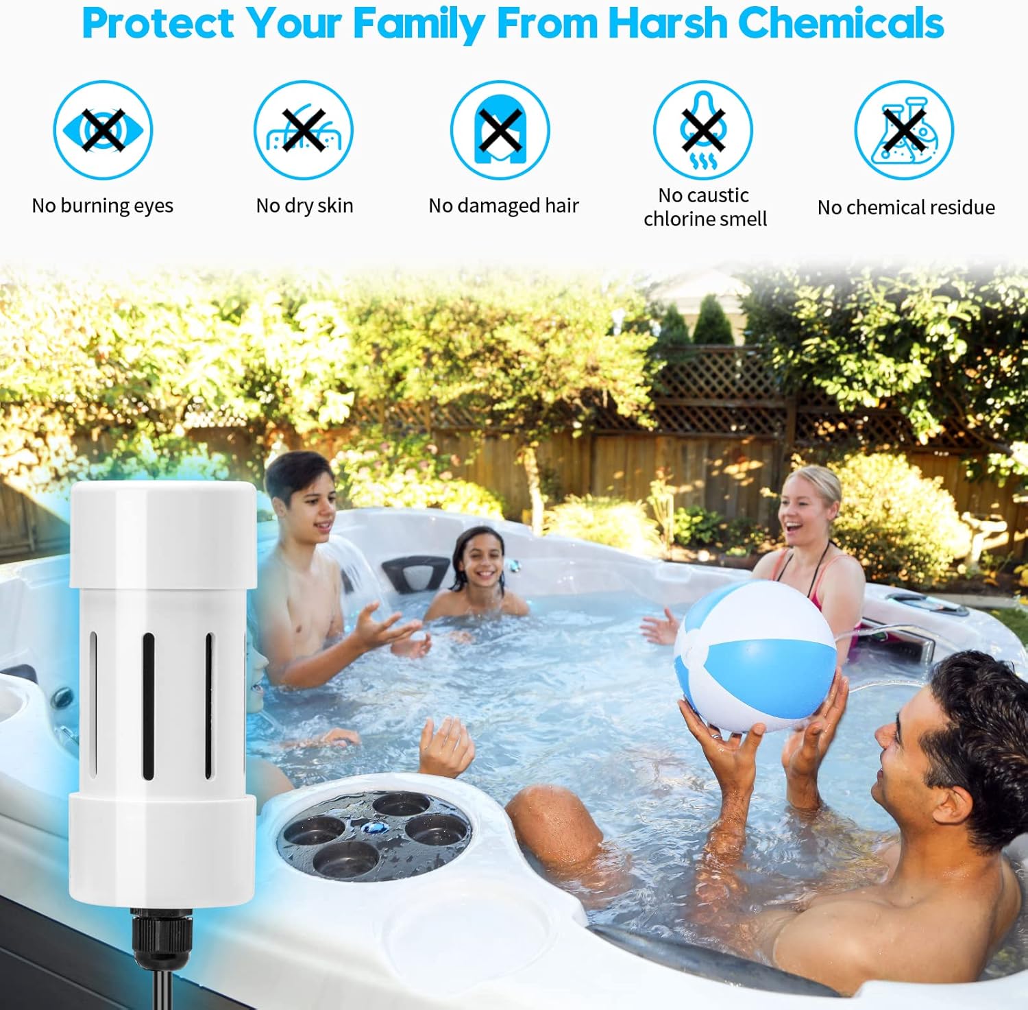 Salt Chlorine Generator, Briidea Chlorine Generator for Hot Tubs & Swim Spas, Up to 2000 Gallons, Chemical-Free