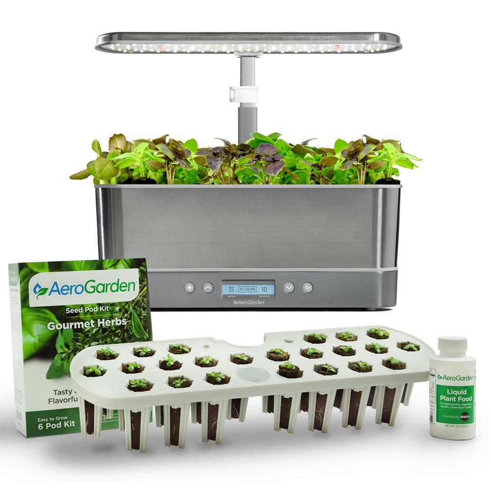 Harvest Elite Slim, Stainless Steel with Seed Starting System Bundle