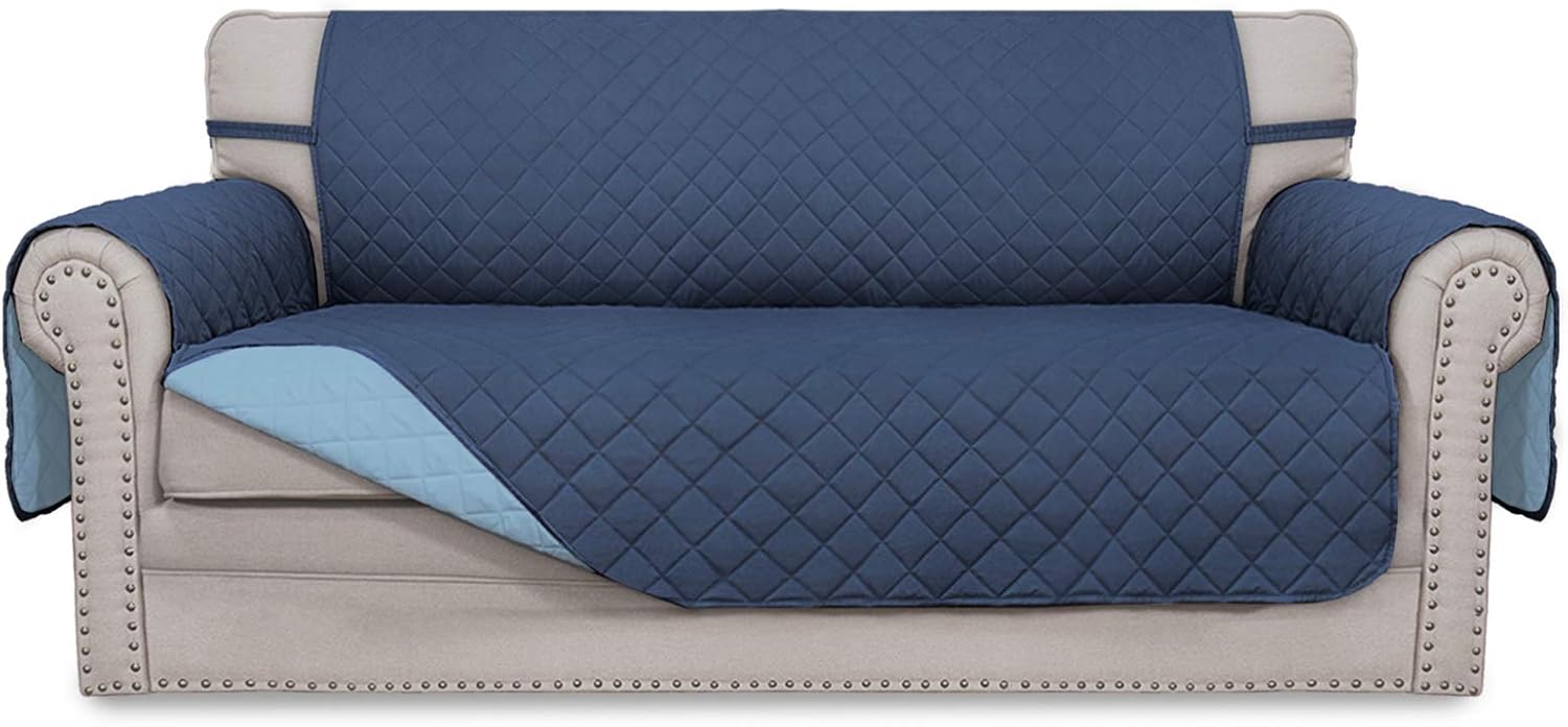 Easy-Going Sofa Slipcover Reversible Sofa Cover Water Resistant Couch Cover with Foam Sticks Elastic Straps Furniture Protector for Pets Kids Children Dog Cat (Sofa, Darkgray/Beige)