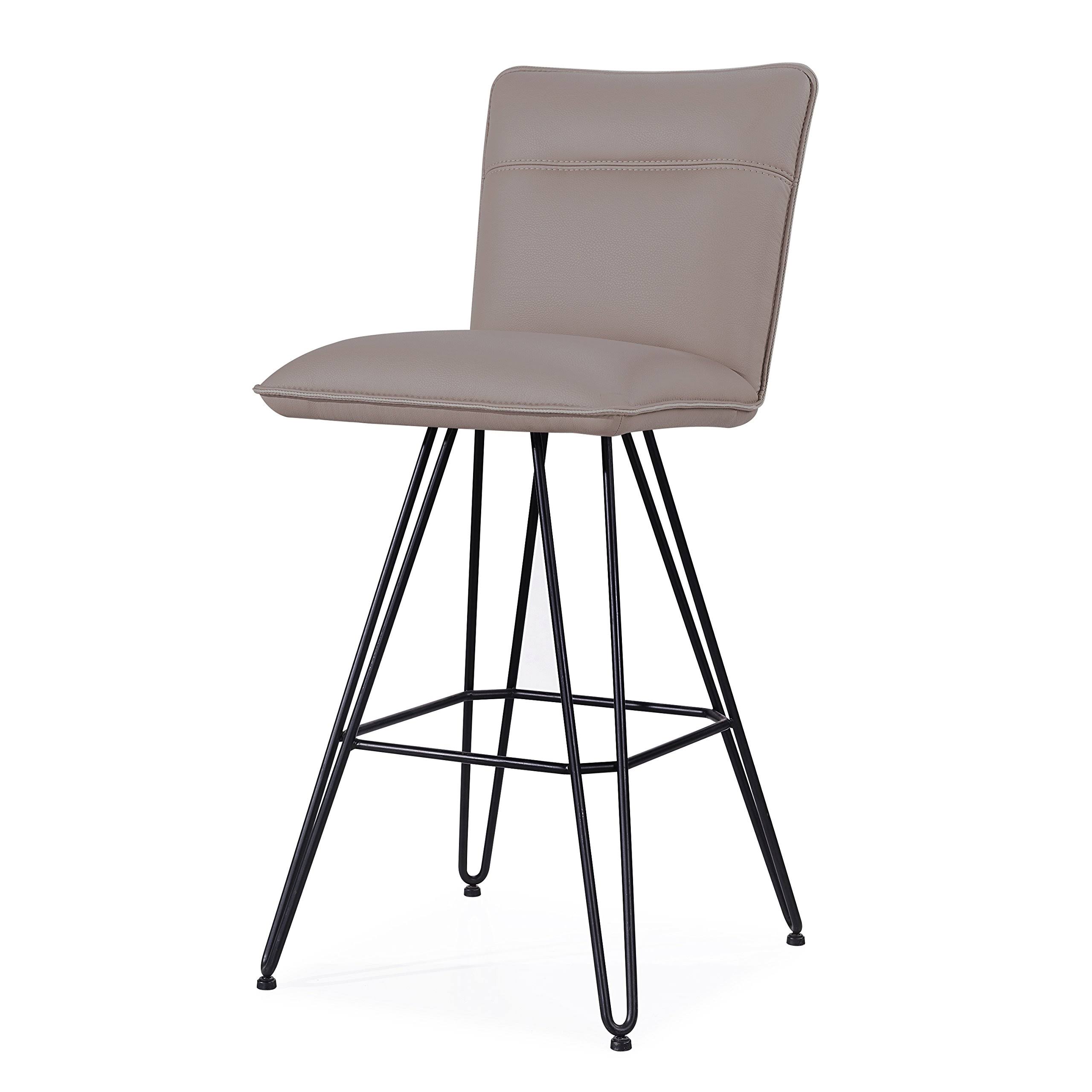 Modus Furniture Demi Hairpin Leg Swivel Bar Stool, Taupe - Set of 2