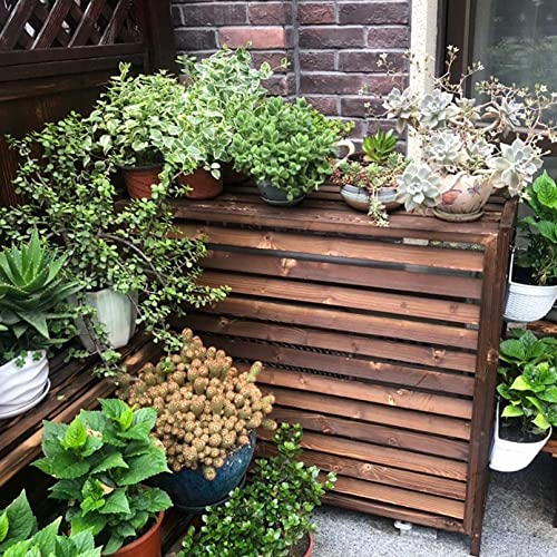 Split Air Conditioner Cover For Outside Units,Wood Ac Cover For Outside Unit,Louvered Air Conditioning Rack Flower Stand,Outdoor Condenser Protective Cover,Louvered Air Conditionin