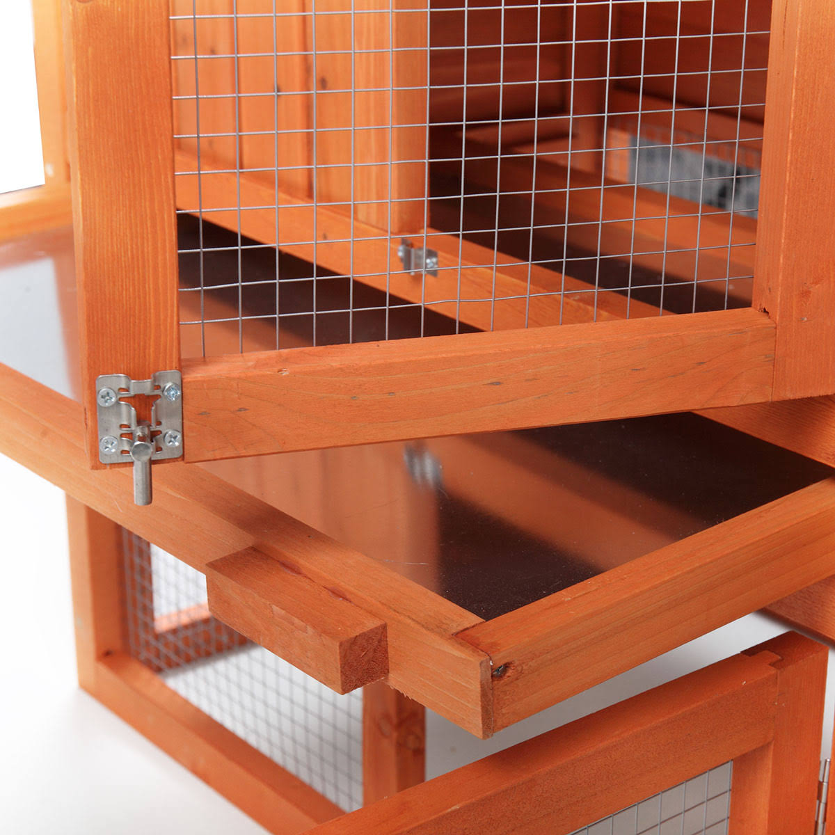 coziwow 2 Story Outdoor Wooden Chicken Coop Rabbit Hutch House Small Pet Poultry Cage-Orange