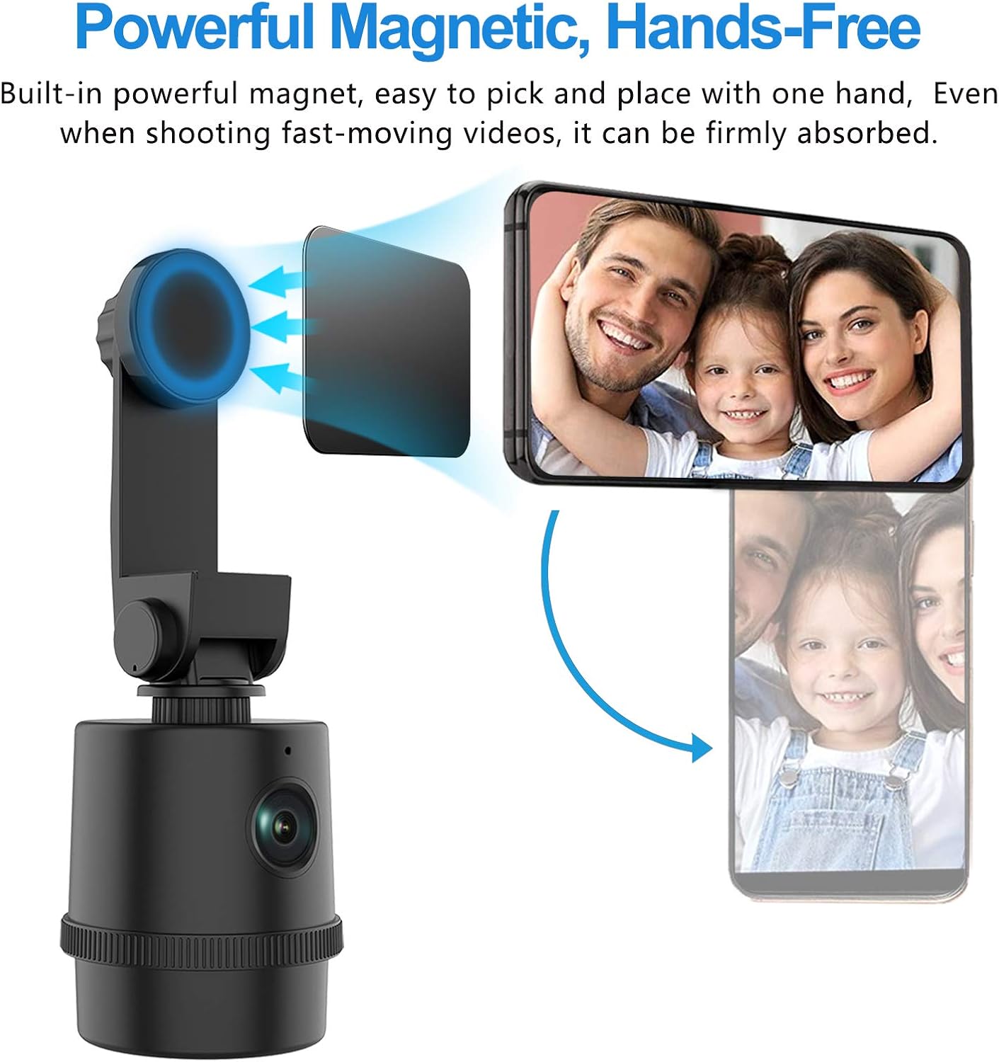 SWYJO Auto Face Tracking Gimble 1080P Webcam with Strong Magnetic Phone Holder and Tripod, PTZ Camera Plug and Play 360° Rotation Shooting Moving Videos for Vlog, Live Streaming, TIK Tok Pack of 2
