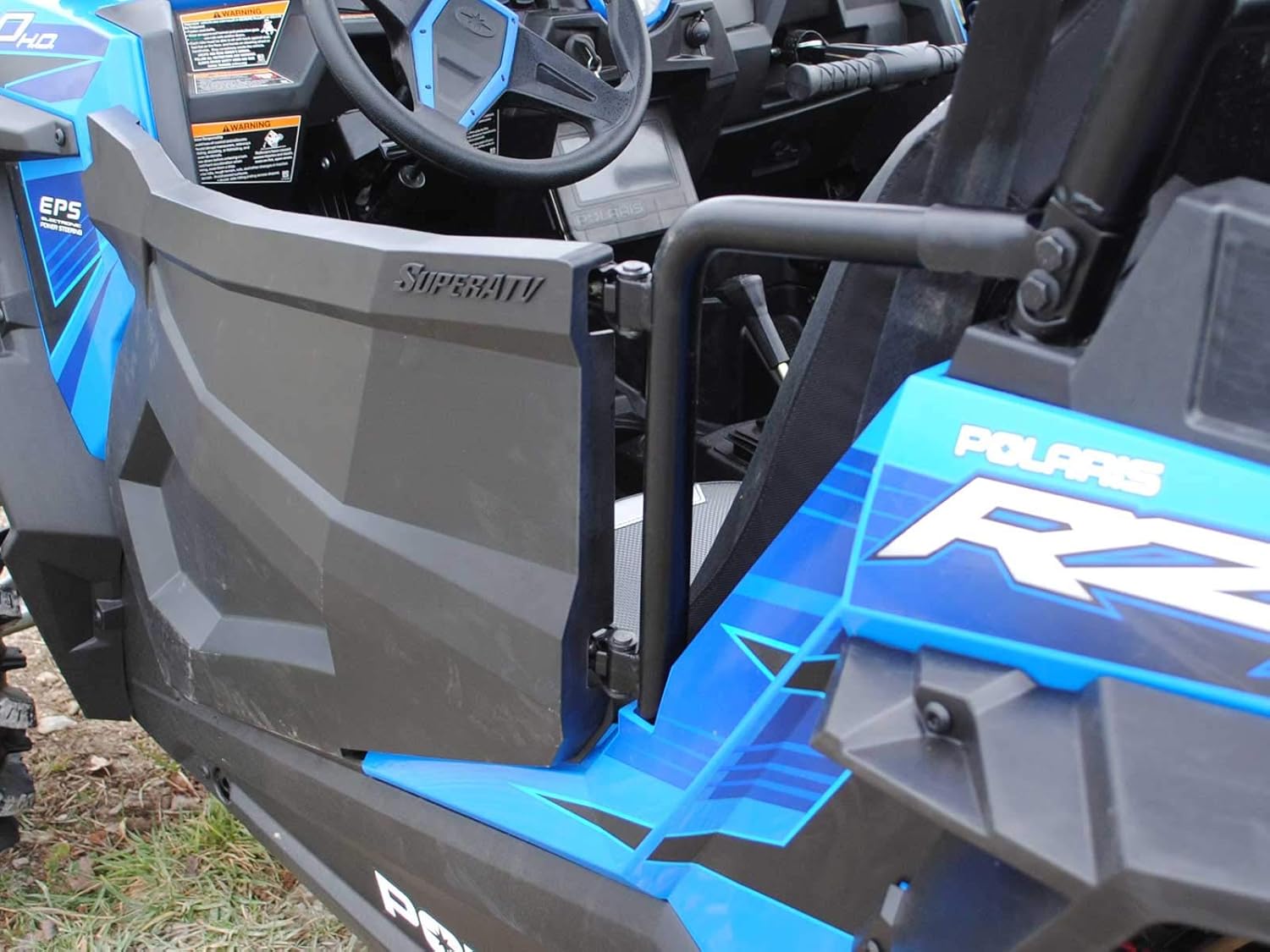 SuperATV Heavy Duty Full Plastic Doors for Polaris RZR 900 S (2015-2020) - Black with No Graphics - Pair | OEM Door Frames Required for Installation