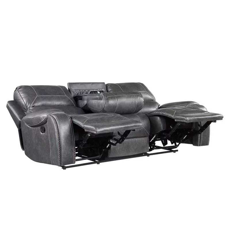 Steve Silver Keily Gray Faux Leather Manual Reclining 3-Piece Motion Set