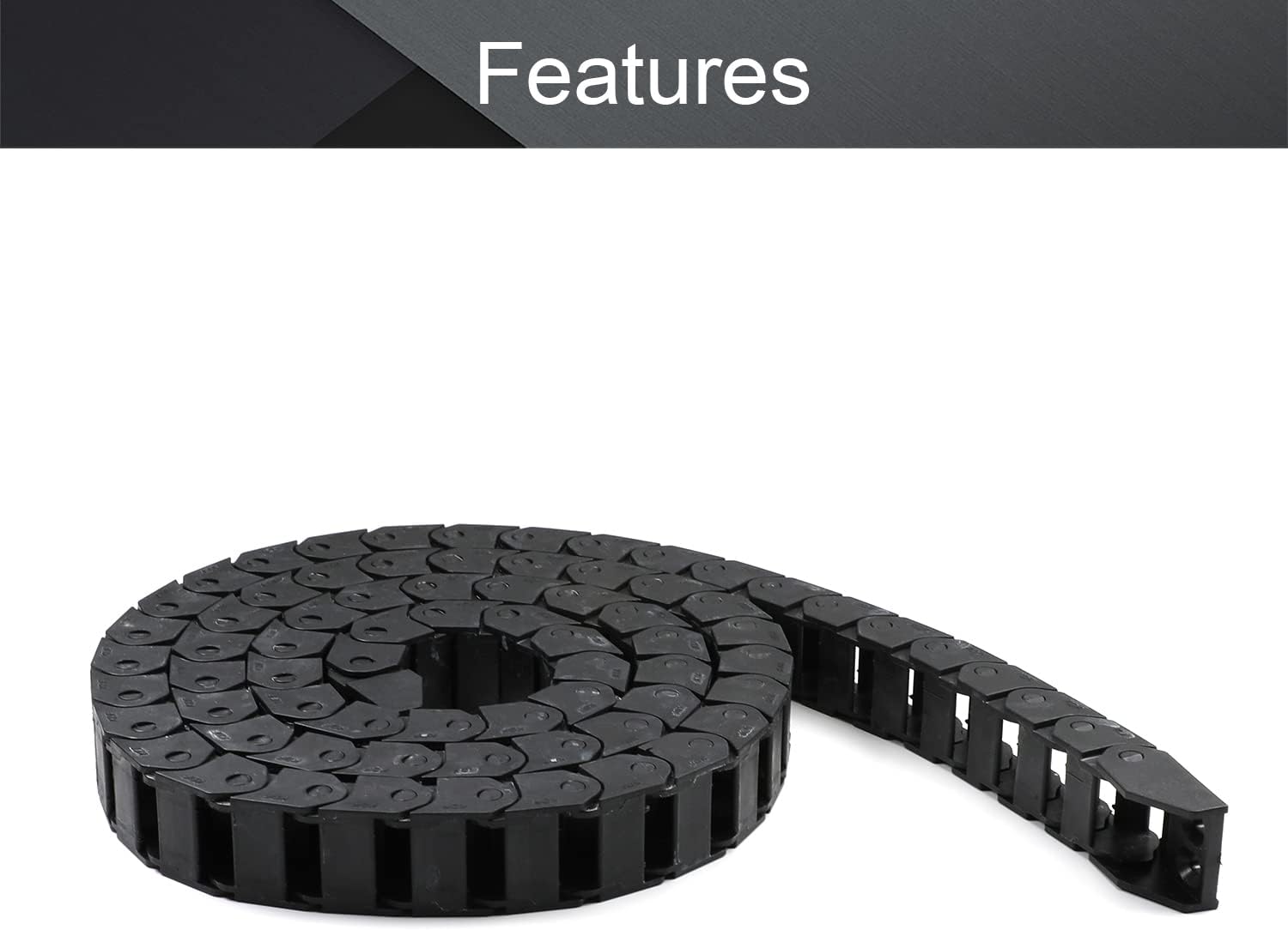Fielect Drag Chain Cable Carrier Open Type with End Connectors R100 35X100mm 1 Meter Plastic for Electrical CNC Router Machines Black 1Pcs