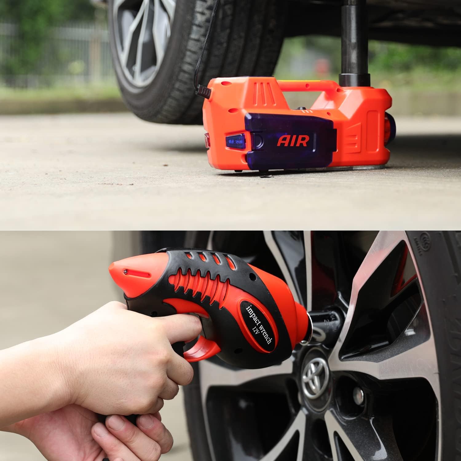 ROGTZ Electric Hydraulic Car Jack kit with Touch Screen, 2.0 Upgraded Portable 5 Ton Car Floor Jack with Impact Wrench, Car Lift Floor Jack for SUV Sedans Tire Change with LED Light