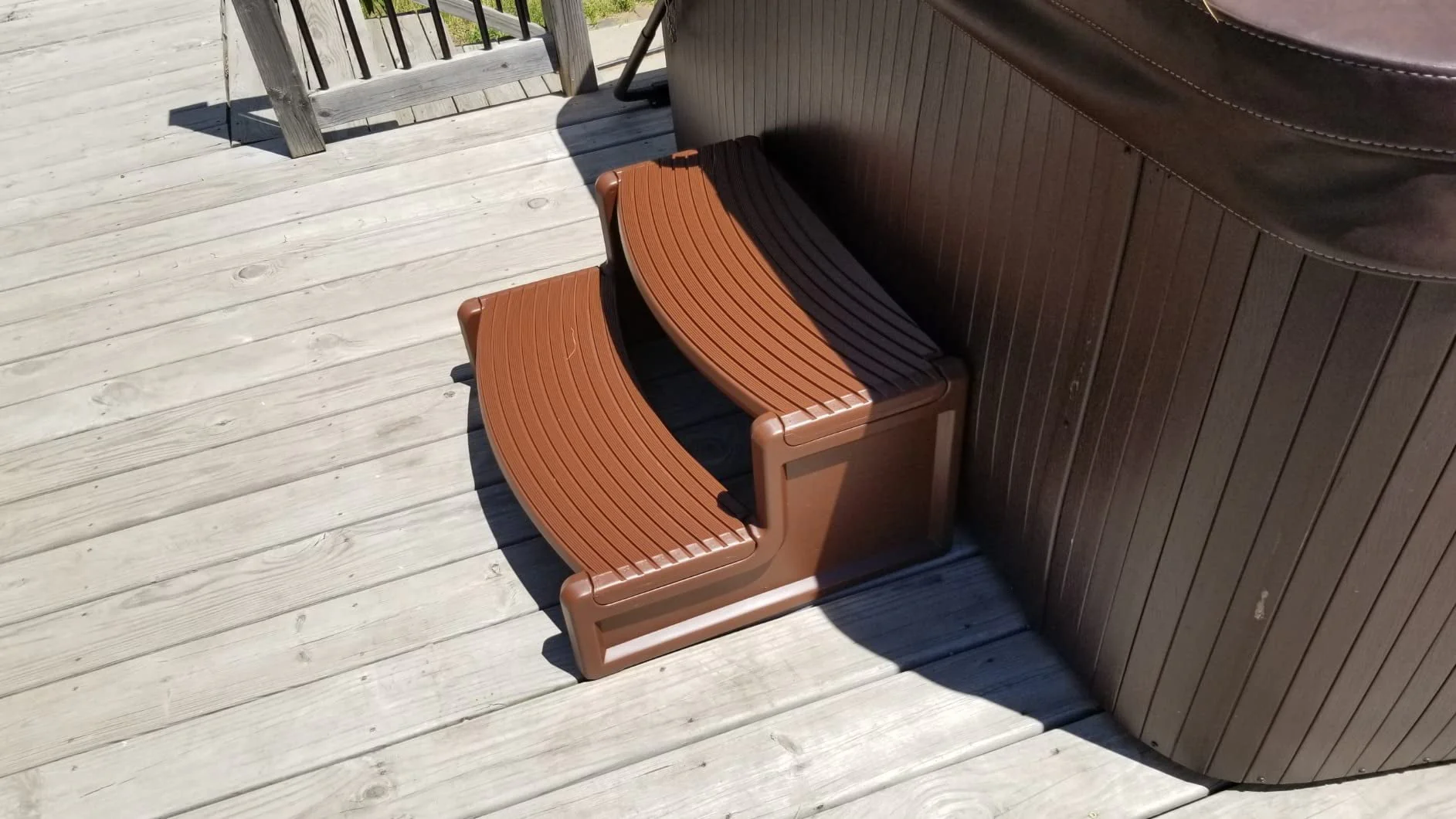 Kojem Spa Hot Tubs Step Plastic Multi Purpose Outdoor Non Slip Portable Stairs for Round / Straight Sided Handi-Step Spa Pool Ladders Espresso
