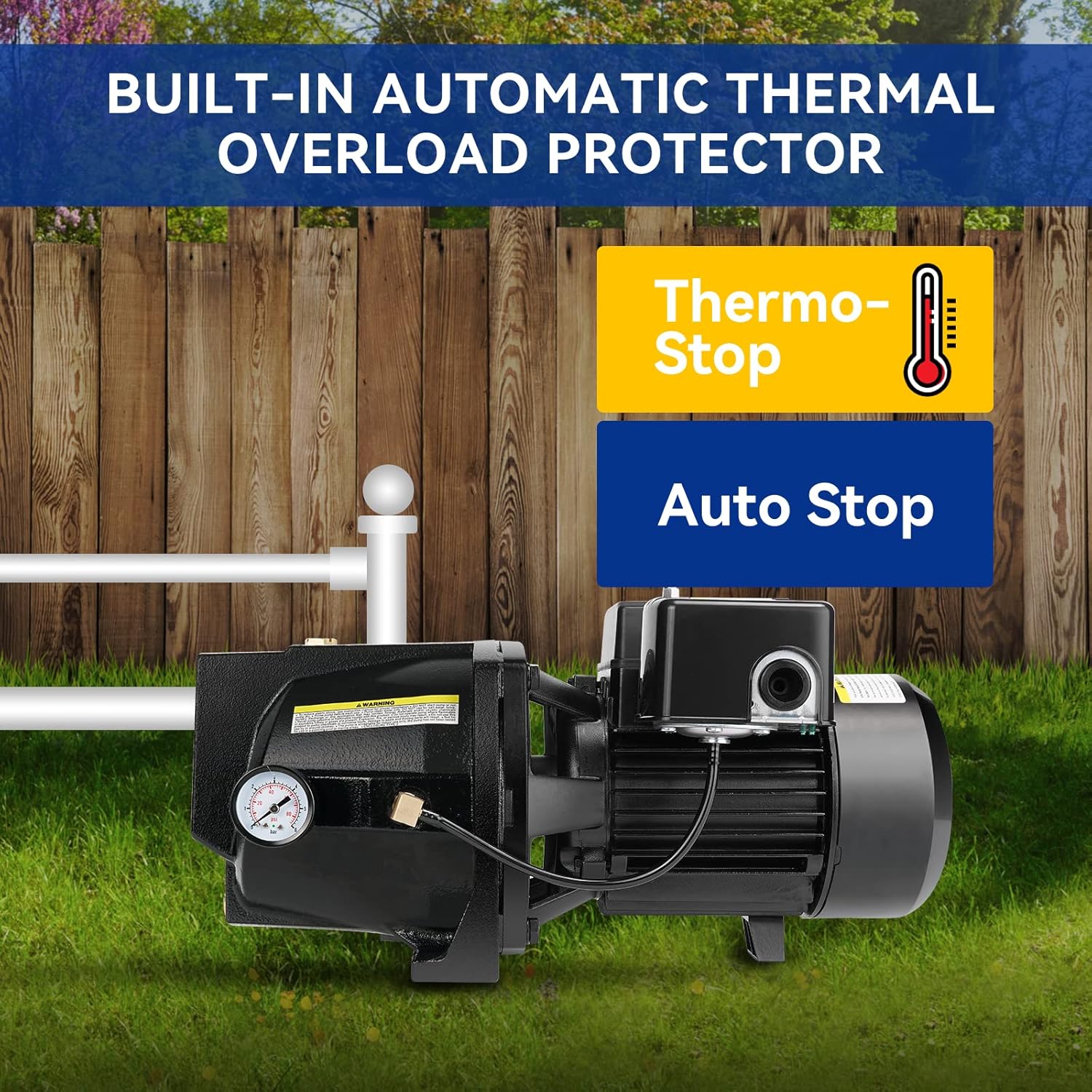 Acquaer 1/2HP Shallow Well Jet Pump,Cast Iron, Well Depth Up to 25ft, 115V/230V Dual Voltage, Automatic Pressure Switch,Versatile Pump for Garden, Lawn, Farm