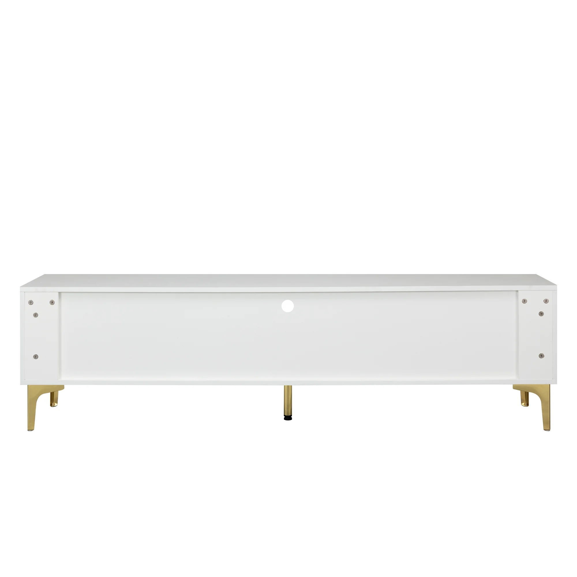 TV Stand,TV Cabinet,Entertainment Center,TV Console,Media Console,With LED Remote Control Lights,Uv Bloom Drawer Panel,Gold Metal Table Legs, Can Be Placed in The Living Room, Bedroom, White