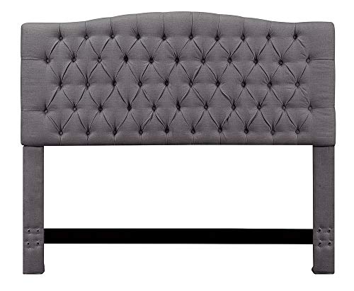 Elle Decor Celeste Tufted Upholstered Padded Headboard with Contemporary Button Tufting, Soft Linen-Textured Fabric, King Size, Beige Weave