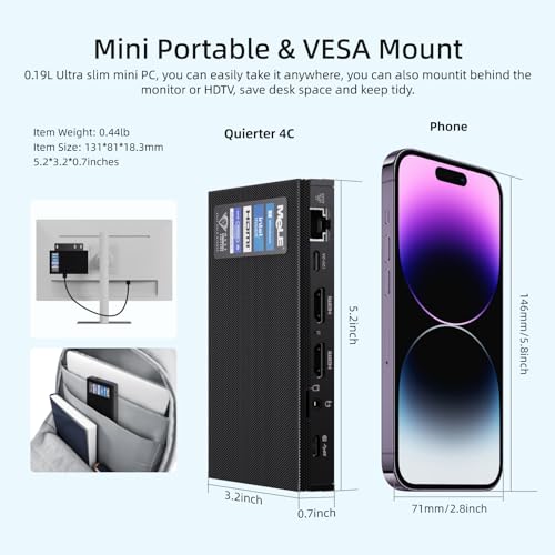 MeLE Fanless N100 Mini PC Windows 11 Pro 16GB Ram 512GB ROM Micro PC Quieter4C 2X HDMI 4K USB-C Triple Display 2.4G/5G WiFi BT5.1 GbE Small Desktop Computer on Business Home IoT NAS Astrophotography