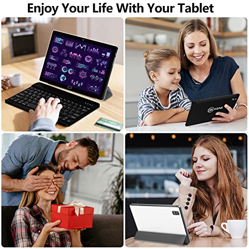 2024 Newest Android 13 Tablet, 2 in 1 Tablet 10.1 Inch, 4G Cellular Tablet with Keyboard, 64GB ROM + 4GB RAM, Octa-Core Processor, 2 Sim Slots, 13MP Camera, GPS/WiFi/Bluetooth/Mouse/Stylus(Black)