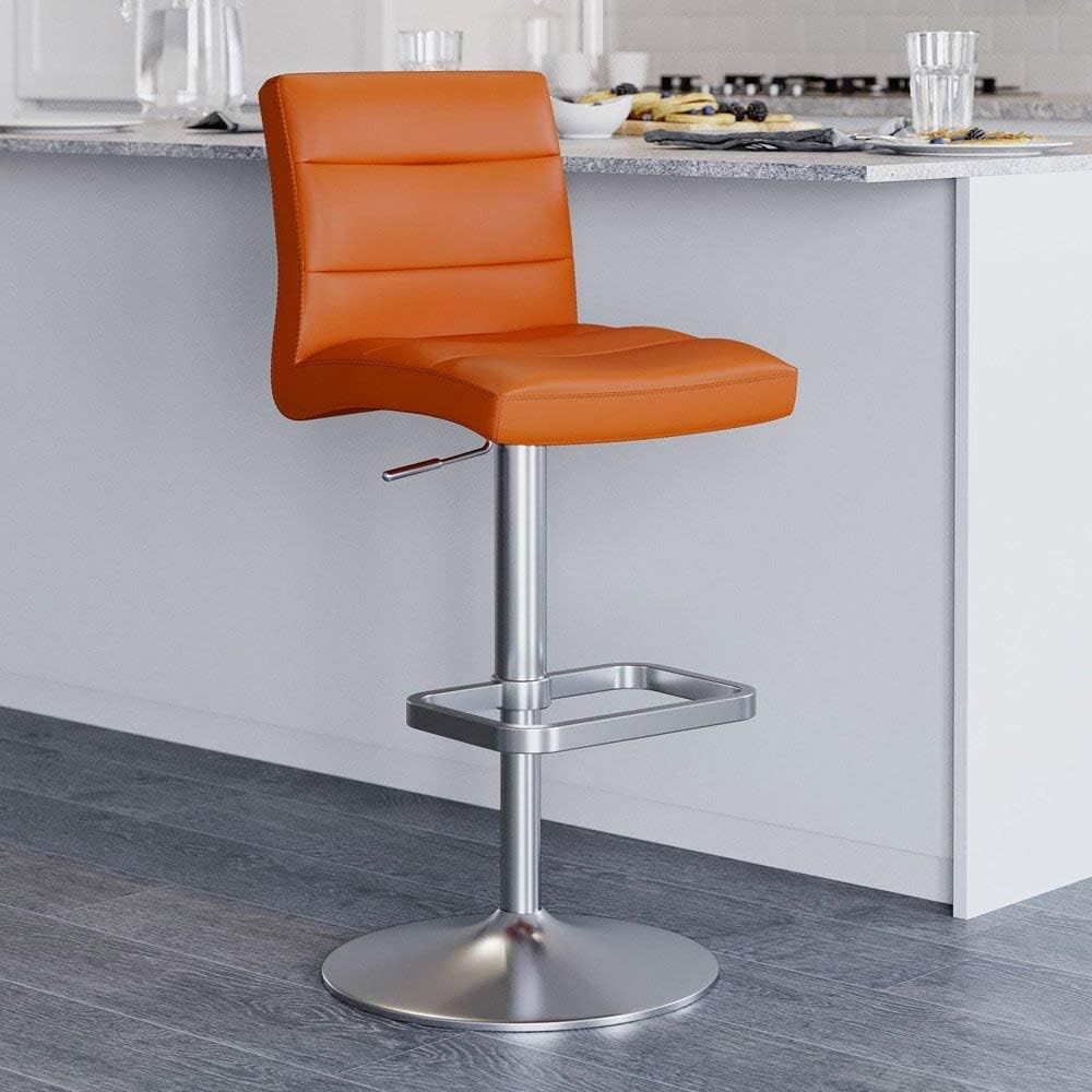 Zuri Furniture Black Lush Adjustable Height Swivel Armless Bar Stool