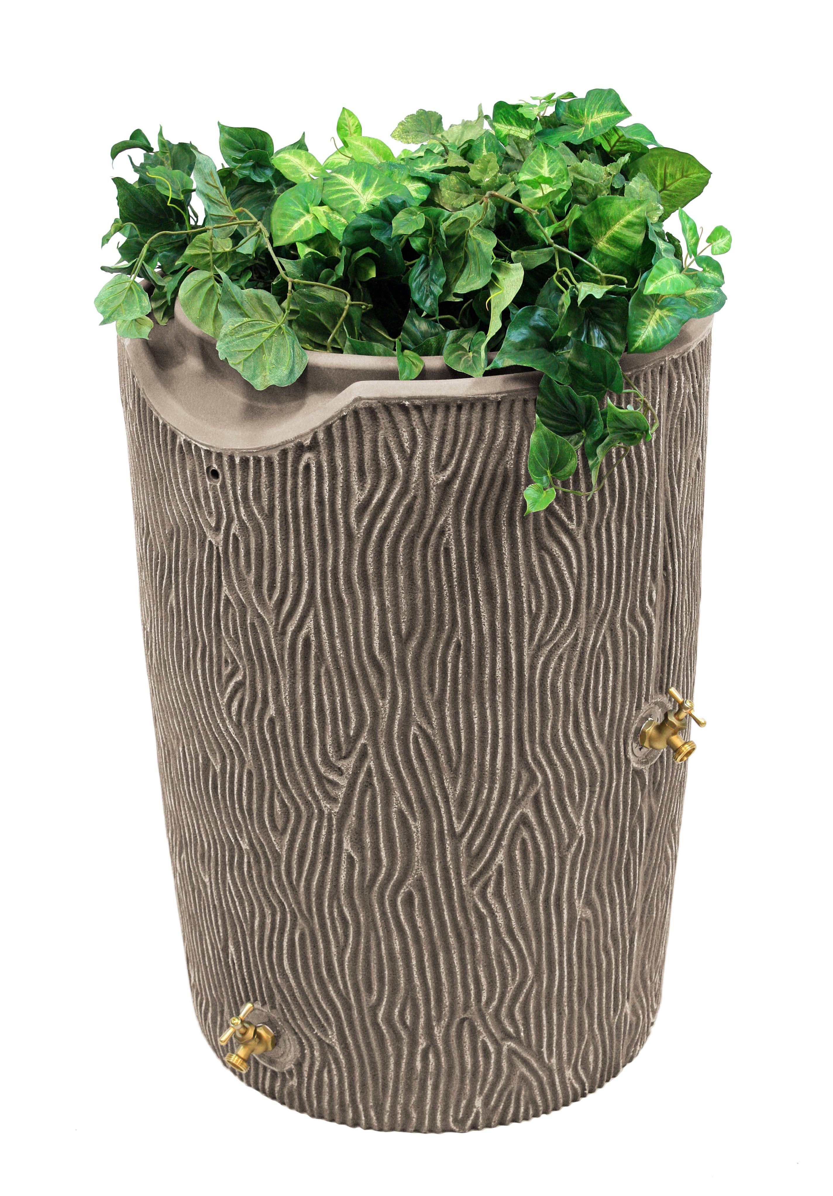 Good Ideas Impressions Bark 50 Gallon Rain Saver Barrel - Khaki