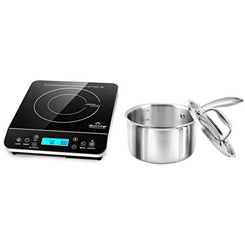 Duxtop Portable Induction Cooktop, Countertop Burner Induction Hot Plate with LCD Sensor Touch 1800 Watts, Silver 9600LS/BT-200DZ
