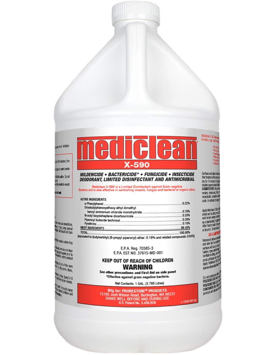 Mediclean X-590 Mildewcide, Bactericide, Fungicide, Insecticide, Limited Disinfectant, Antimicrobial, Insecticide, Deodorizer, Bed Bugs (4 pk)