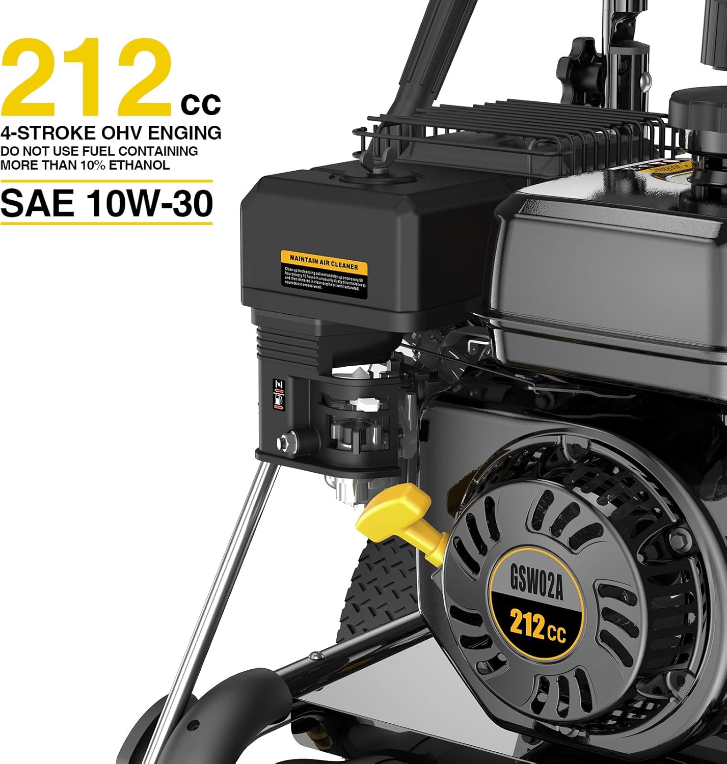 BLUBERY 3500PSI Gas Pressure Washer, 2.6GPM 212CC Power Washer, 50FT Hose&Soap Container, 5 Adjustable Nozzles, Cleaning for Driveway/Concrete/Vinyl Fencing, CARB&EPA CERT…