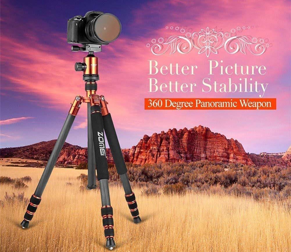 Zomei Light Weight Portable Carbon Fiber Travel Complete Tripod Come with Ball Head Carry Case for Digital/Camcorder/DSLR/SLR/Vi