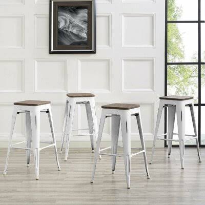 Ashlyn Solid Wood Bar u0026 Counter Stool Williston Forge Color: White, Seat Height: Bar Stool (30x22 Seat Height)