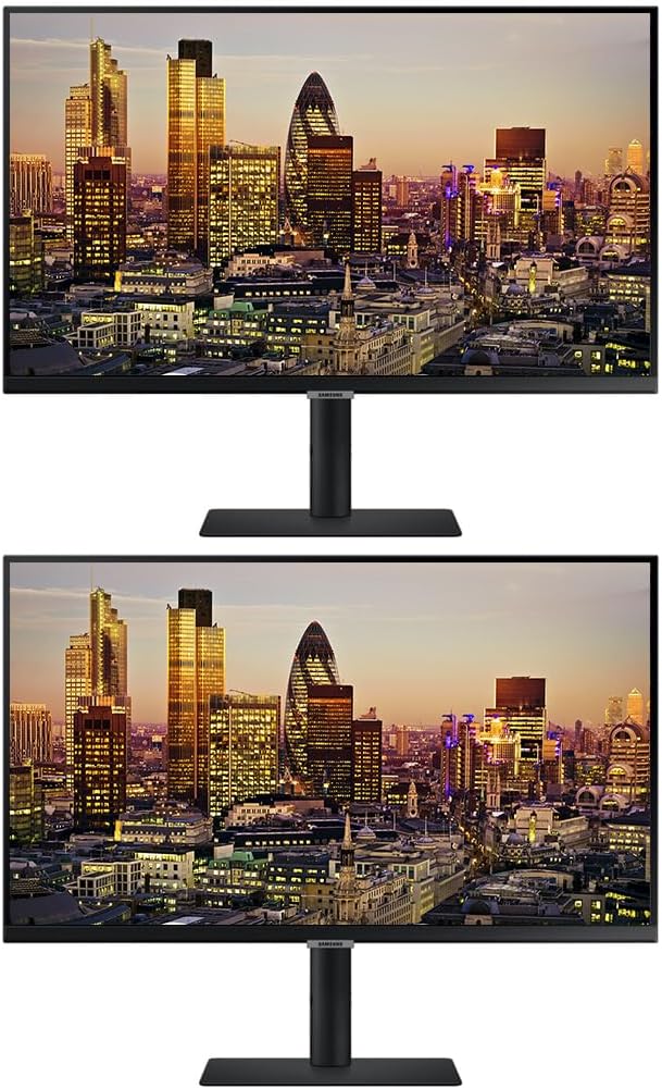 Samsung S80A 32-inch 2160P 4K UHD Ultra-Slim Bezel IPS LCD ViewFinity Monitor, 2-Pack Bundle with, DisplayPort, HDMI, USB Hub (S32A804NMN), black