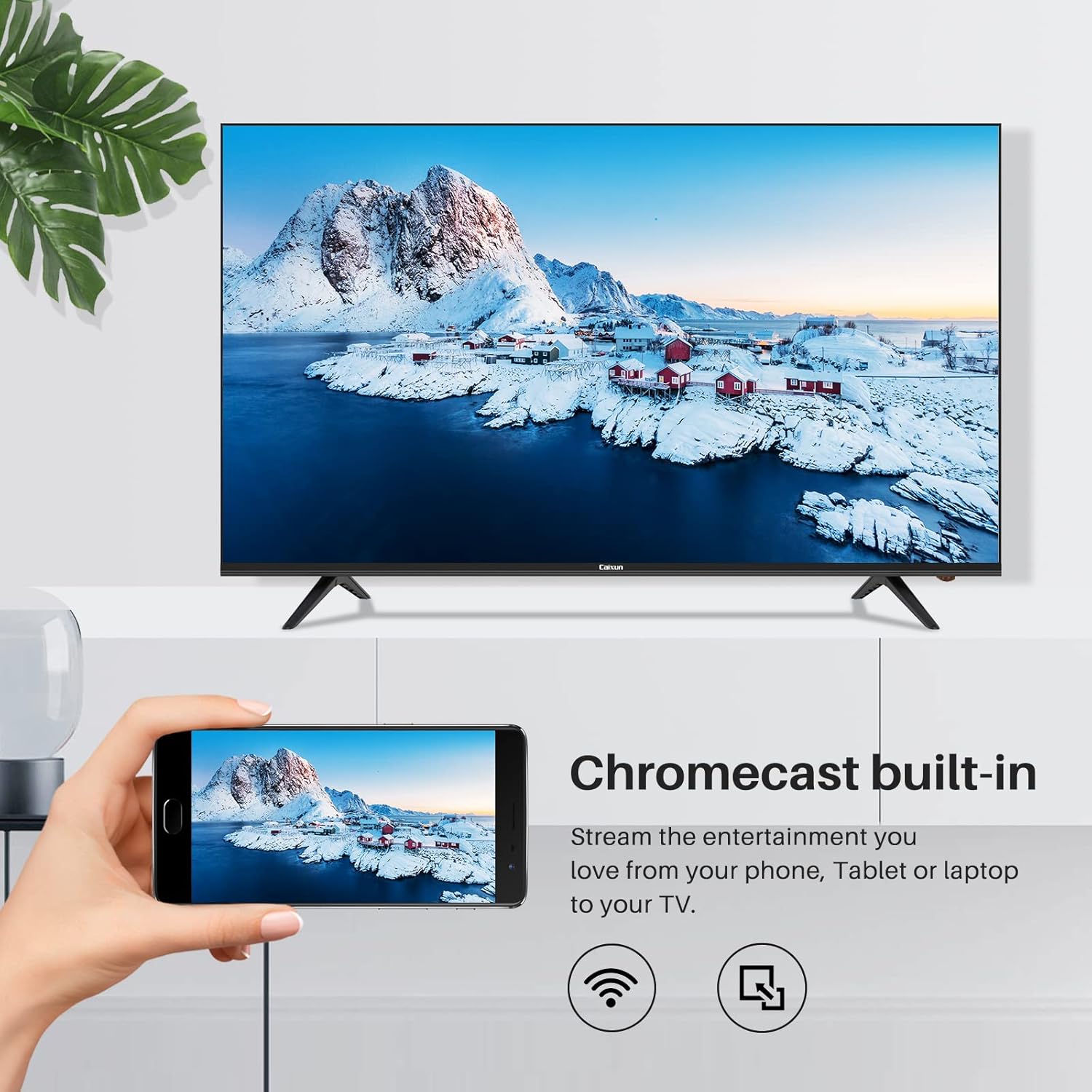 Caixun EC50S1A, 50 inch 4K UHD HDR LED Smart Android TV with Google Assistant (Voice Control), Screen Share, HDMI, USB, Wi-Fi, Bluetooth(2021 Model)