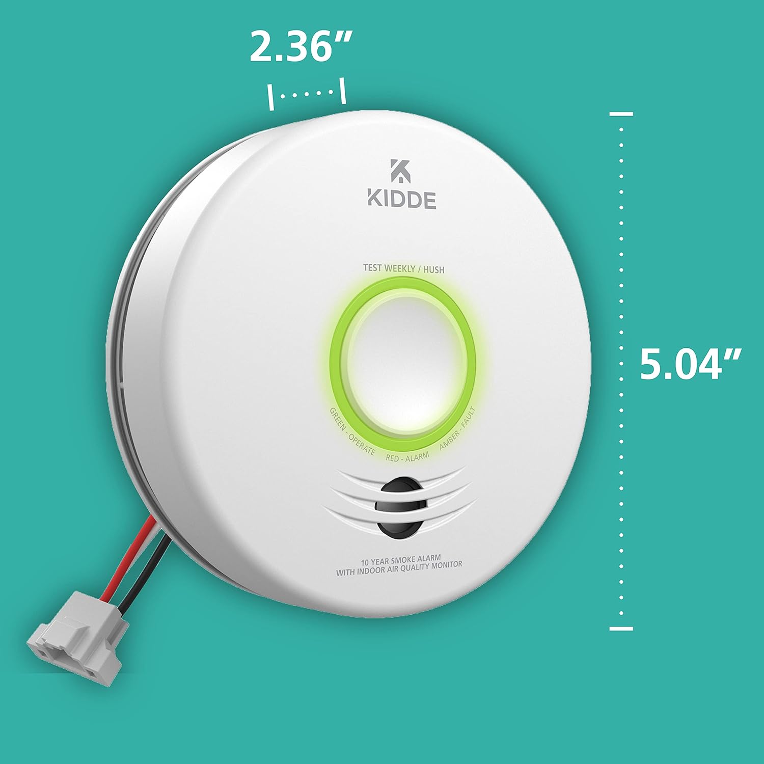 Kidde Smart Smoke Detector & Indoor Air, Quality Monitor, WiFi, Alexa Compatible Device, Hardwired w/Battery Backup, Voice & App Alerts, 2 Pack